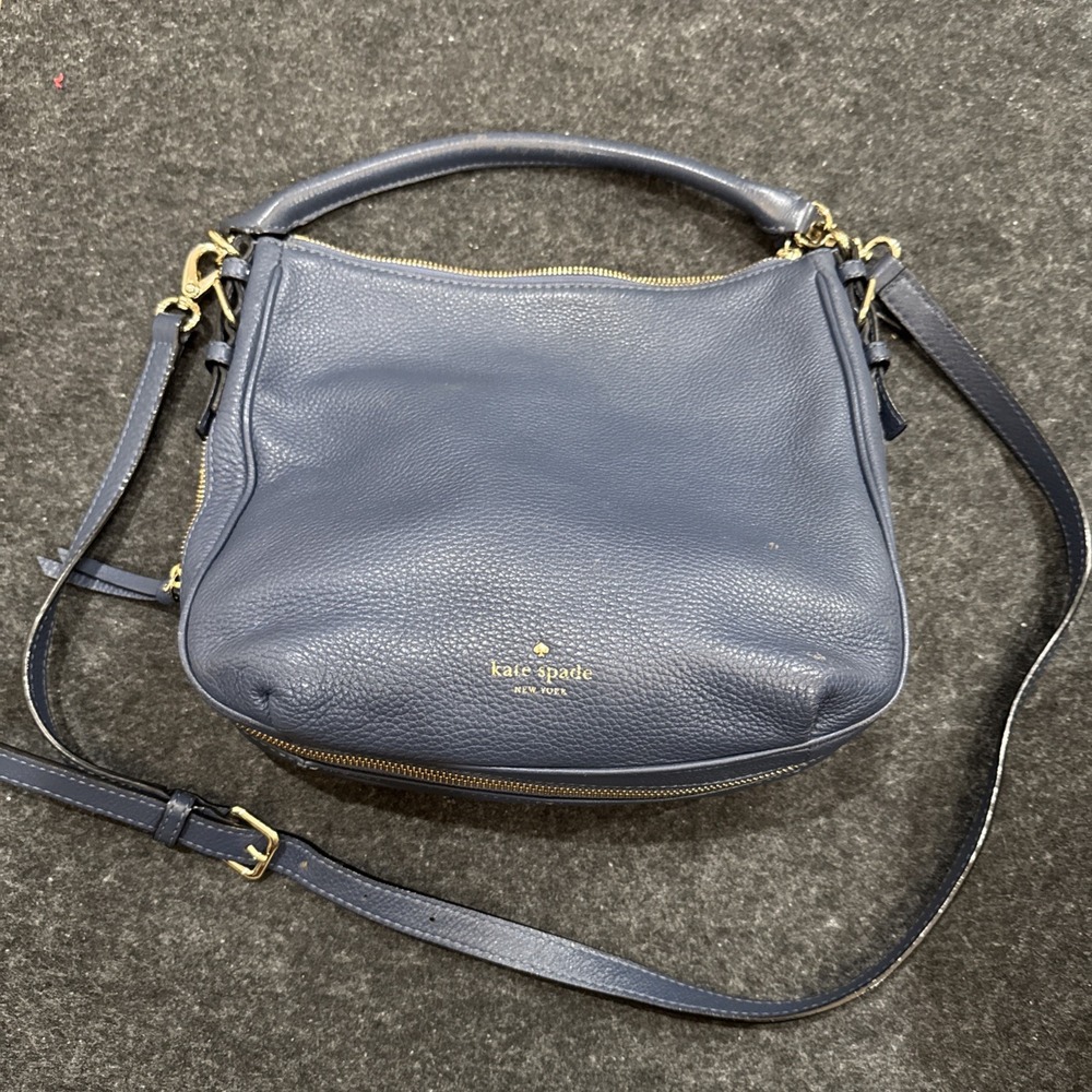 KATE SPADE LEILA MEDIUM TRIPLE COMPARTMENT SHOULDER BAG Blue LEATHER PURSE